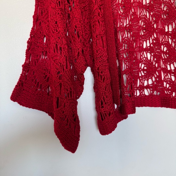 BONGO Red Openwork Crochet Cardigan - Picture 3 of 9